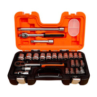 Bahco 1/2" Square Drive Socket Set with Metric Hex Profile and Ratchet  S240