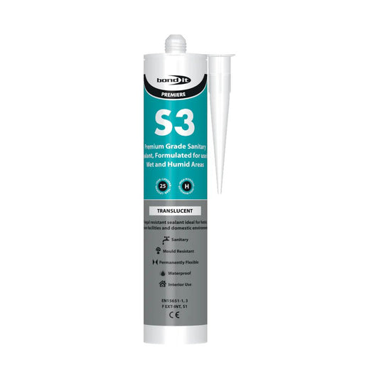 Bond It Sanitary Acetoxy Silicone Sealant With Fungicide Translucent