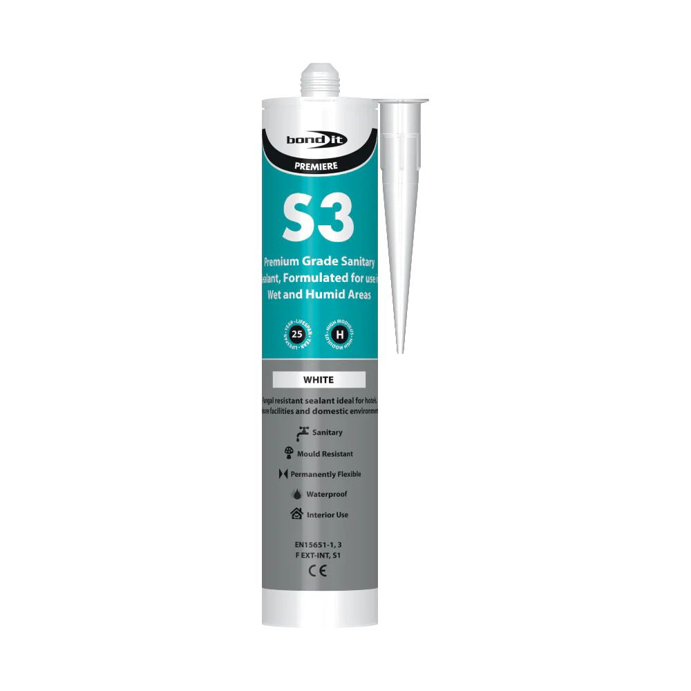 Bond It S3 Sanitary Acetoxy Silicone Sealant With Fungicide White