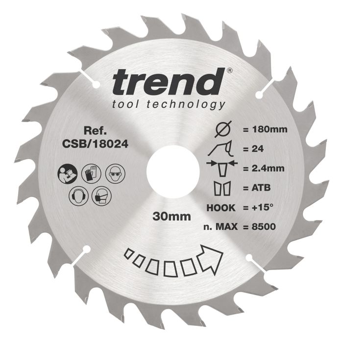 Trend CSB/18024 Wood Circular Saw Blade 180mm x 30mm x 24T