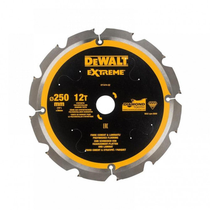 Dewalt EXTREME 250mm x 30mm 12T PCD Multi Material Circular Saw Blade