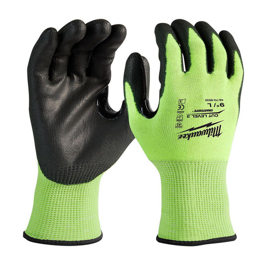 Milwaukee High Visibility Cut Level 3/C Dipped Gloves - Size 9 (L)