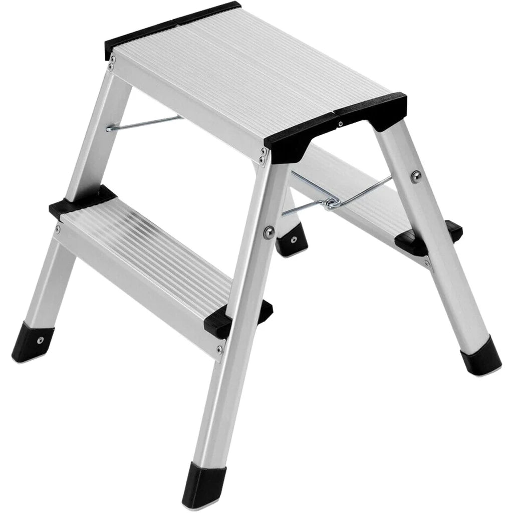 Excel Aluminium Stool Ladder 2 Tread Heavy Duty Folding Hop Up 350mm x 400mm