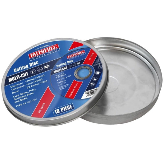 Faithfull Multi-Purpose Cutting Discs in Tin 115 x 1.0 x 22.23mm