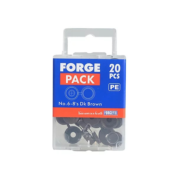 Forgefix Domed Cover Cap Dark Brown No. 6-8 Forge Pack 20