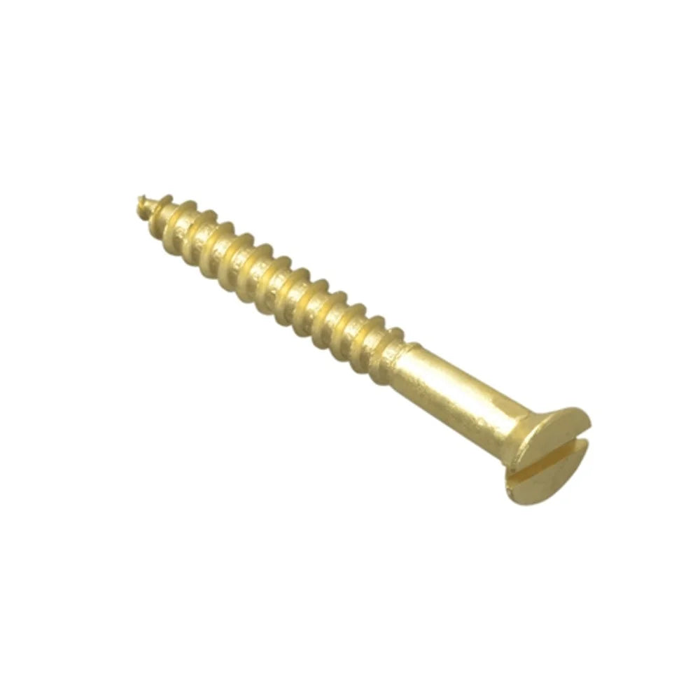 ForgePack Slotted CSK Woodscrews 15 Per Pack Brass 1 1/4" x 6g