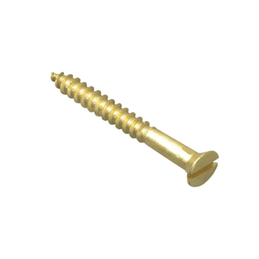 ForgePack Slotted CSK Woodscrews 15 Per Pack Brass 1 1/4" x 6g