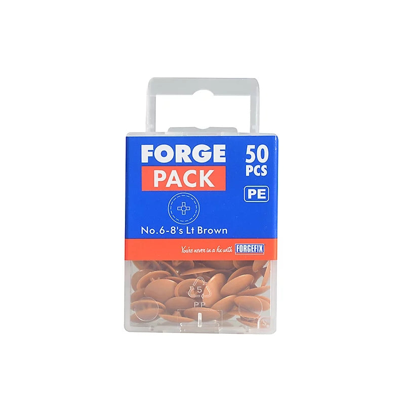 ForgePack Hinged Cover Cap 20 Pack No.6-8's Light Brown