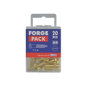 ForgeFix Wood Screw Slotted Raised Head ST Solid Brass 5/8in x 6 (Pack of 25)