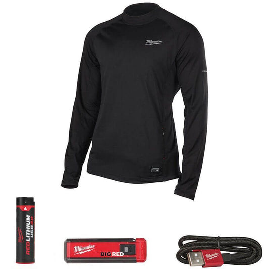 Milwaukee Red Lithium USB Black WorkSkin Heated Base Layer (Large)