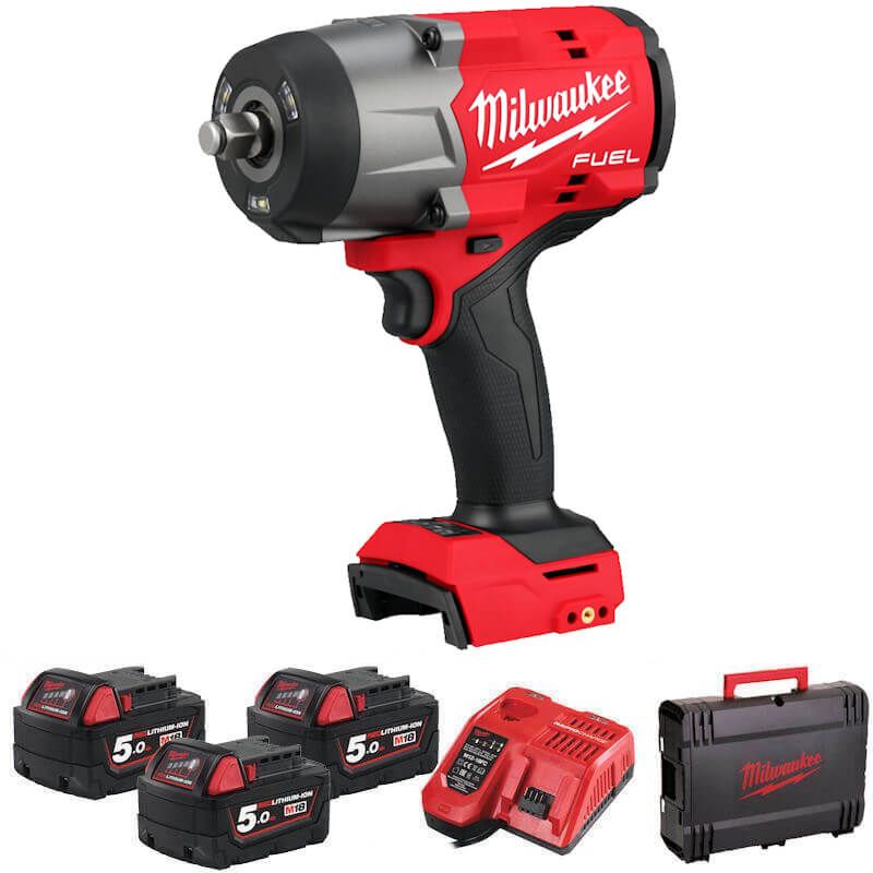 Milwaukee M18 FUEL™ ½″ High Torque Impact Wrench with Friction Ring - 3 x 5ah Batteries