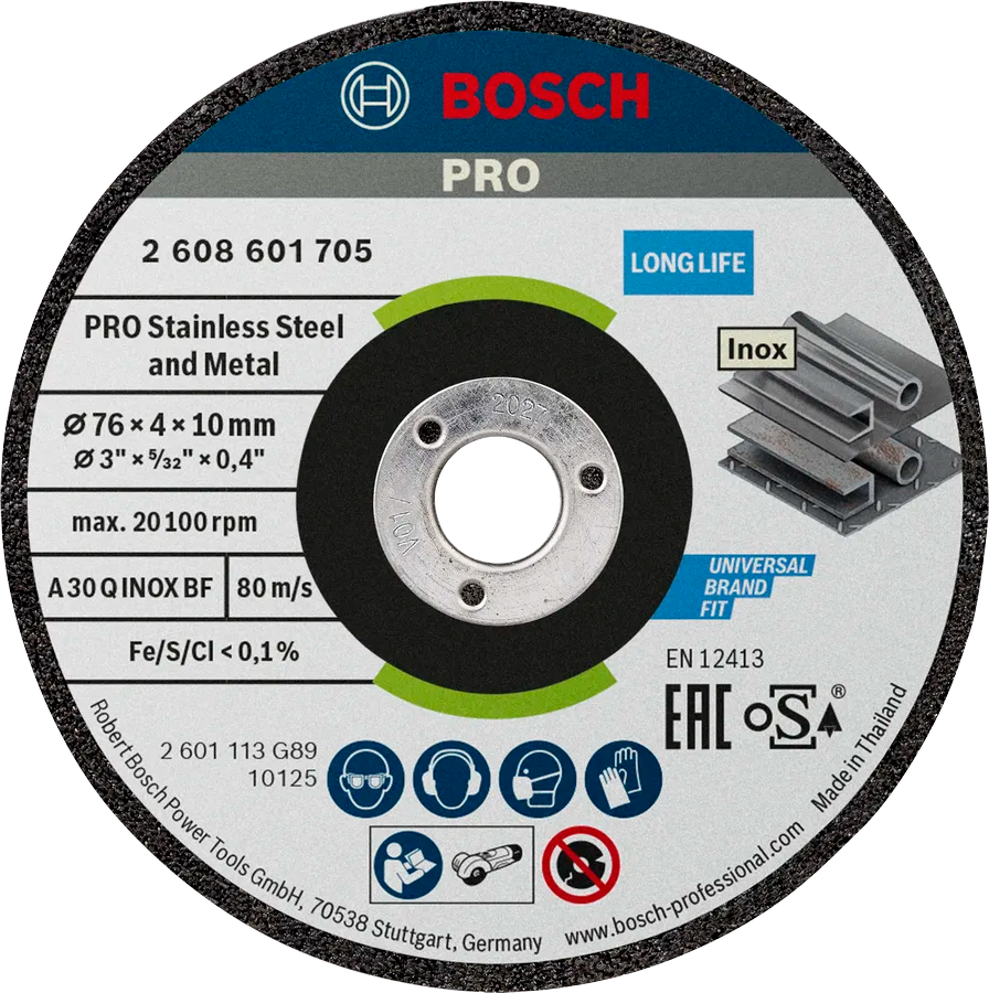 Bosch Professional PRO Stainless Steel and Metal Bonded Grinding Disc (2 Pack) For Mini Angle Grinders