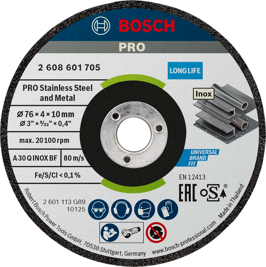 Bosch Professional PRO Stainless Steel and Metal Bonded Grinding Disc (2 Pack) For Mini Angle Grinders