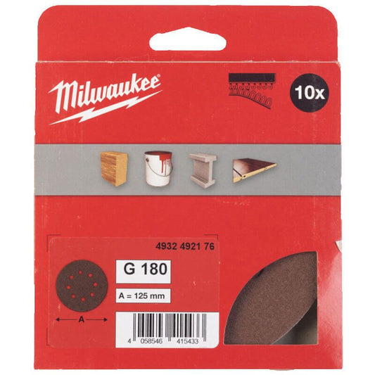 Milwaukee 180 Grit 125mm Sanding Discs (10 Pack)