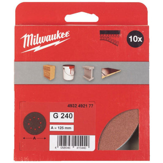 Milwaukee 240 Grit 125mm Sanding Discs (10 Pack)