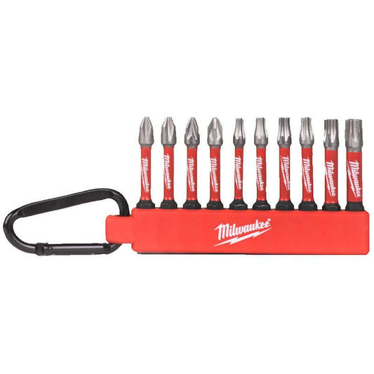 Milwaukee 10 Piece Shockwave Carabiner Screwdriver Bits
