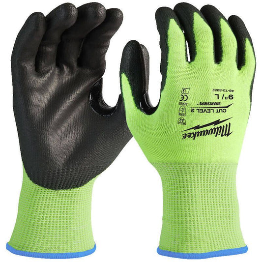 Milwaukee High Visibility Cut Level 2/B Dipped Gloves - Size 10 (XL)