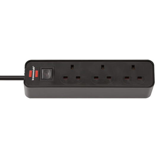 Brennenstuhl Ecolor 3 Gang Extension Lead – 1.5 Metre Heavy Duty Cable – On/Off Switch – Black