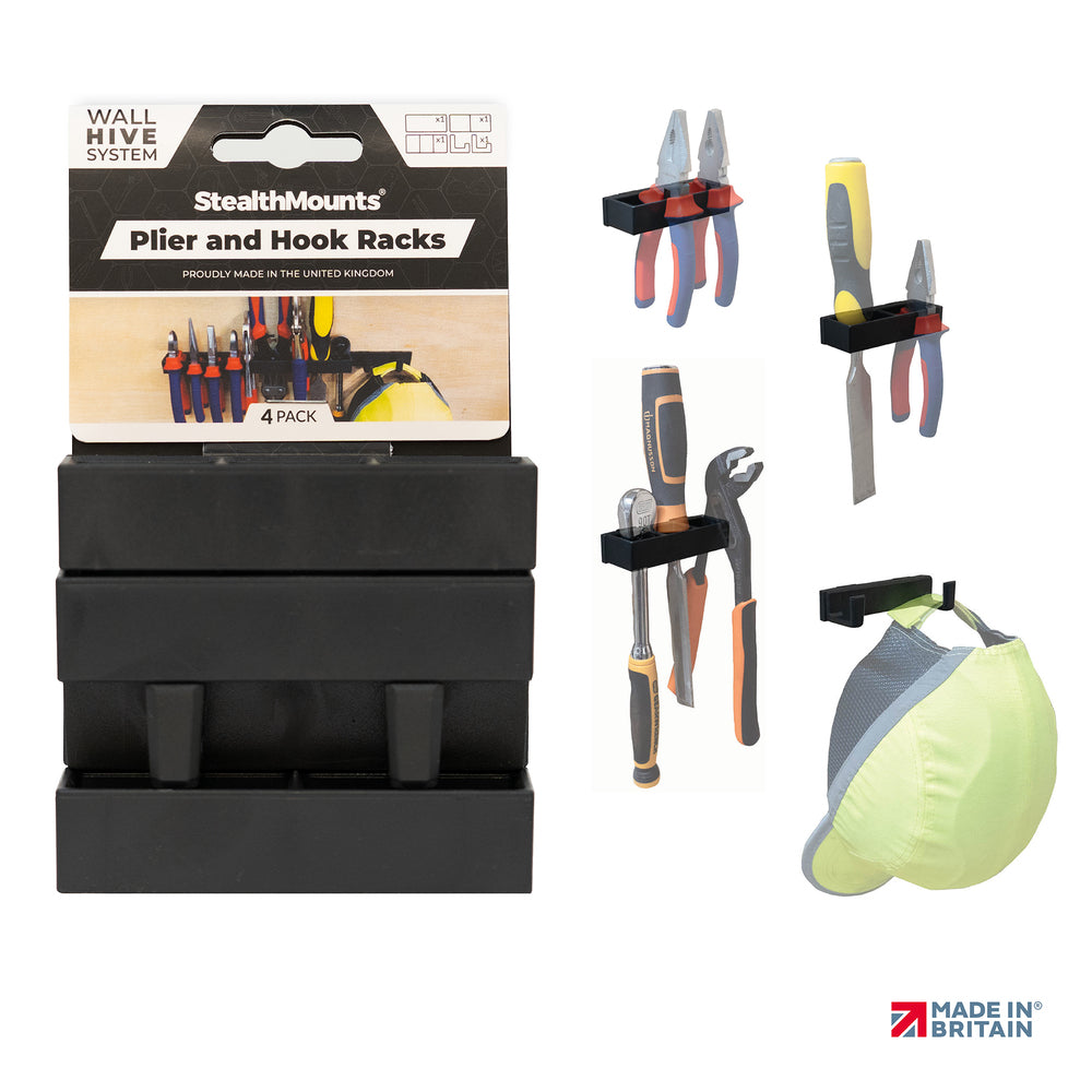 StealthMounts Wall Hive System Pliers and Hook Set (4 Pack)