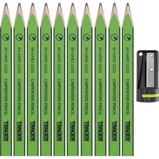 TRACER 4H Carpenters Pencils x12 with Sharpener