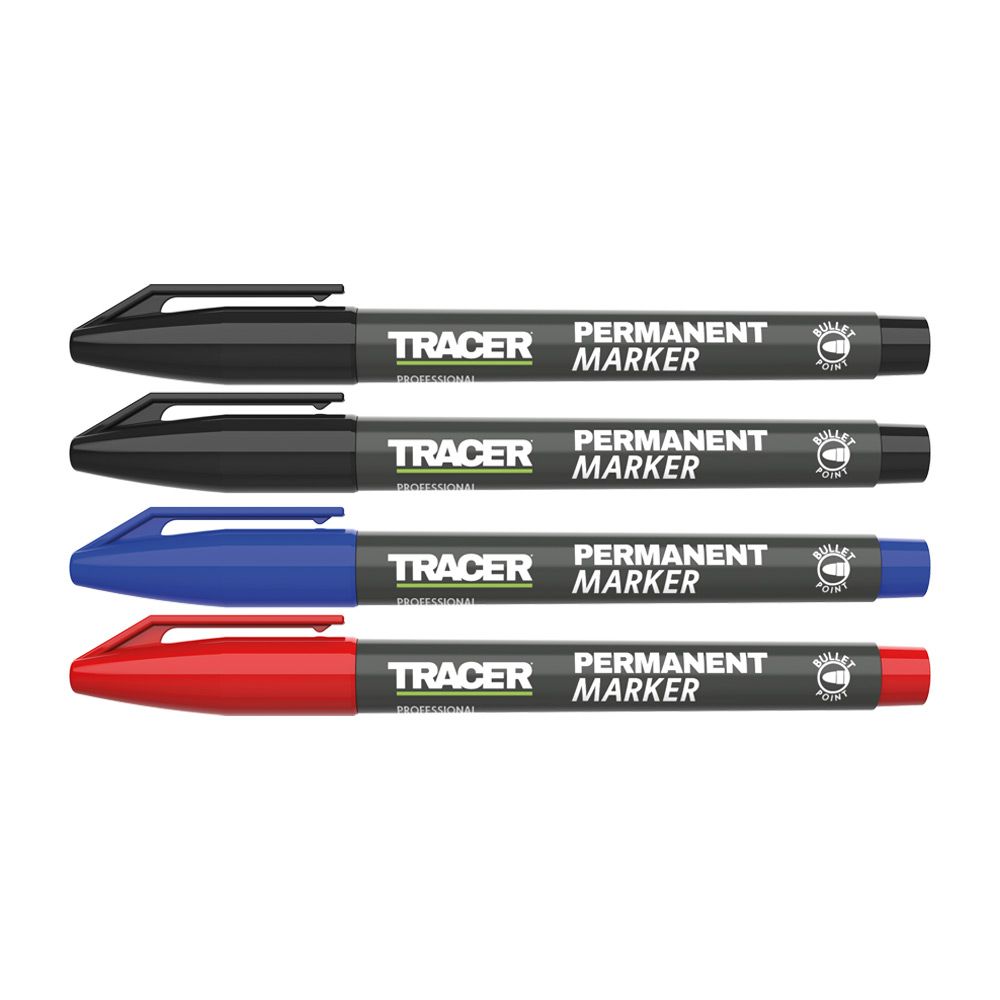 TRACER Medium Tip Mixed Colours Permanent Marker 4 Piece Set