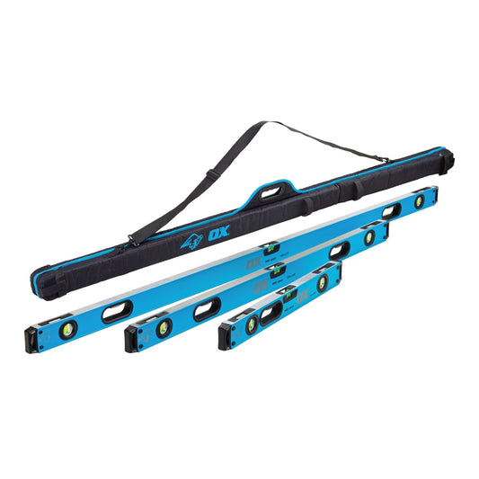 OX Tools Pro Level Bag with 1800mm, 1200mm & 600mm Pro Levels